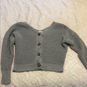 Gray Women's Sweater with Button Detail